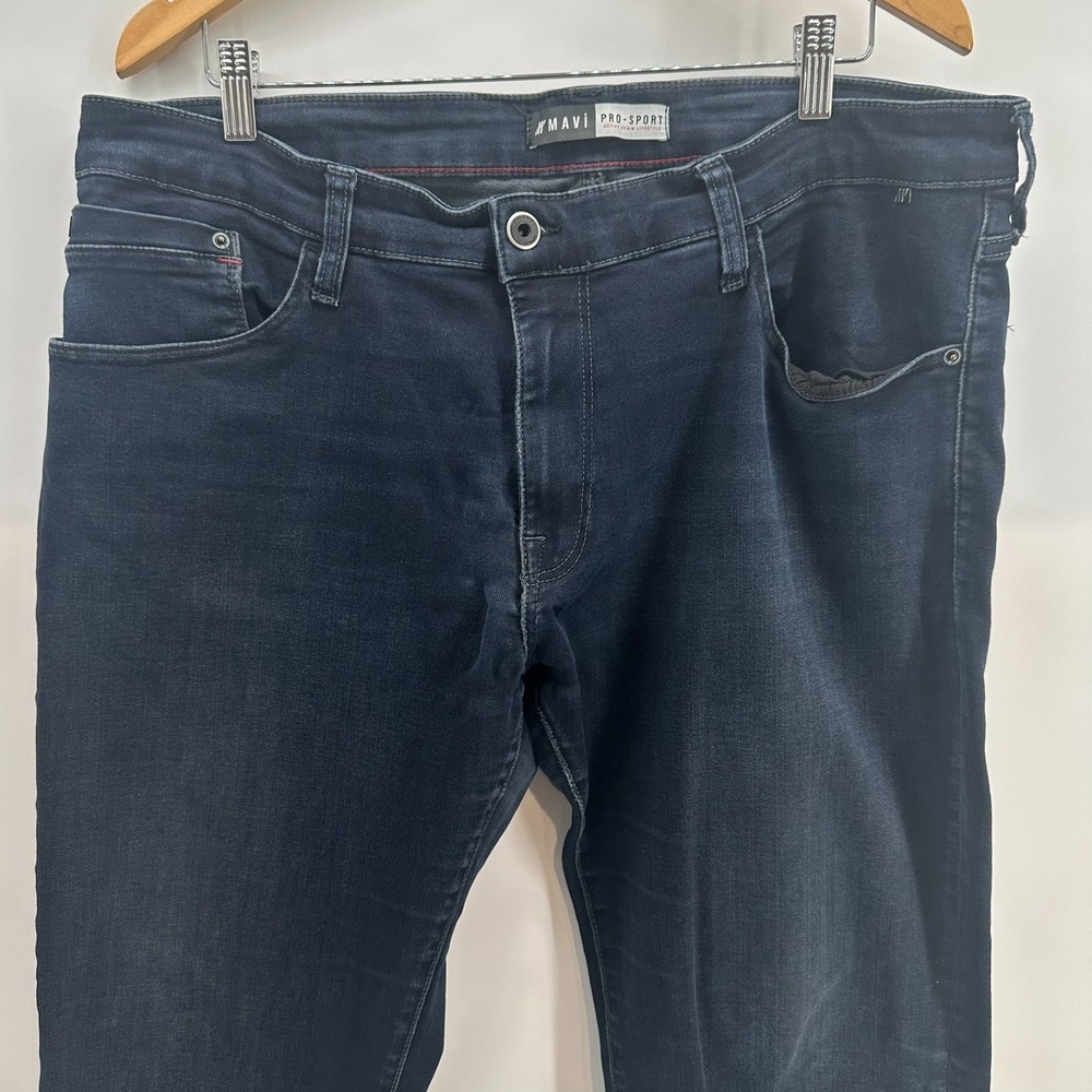Mavi Pro-Sport Jeans Mens 36x32 Blue Denim Martin Straight Leg 5-Pocket Whisker‎
